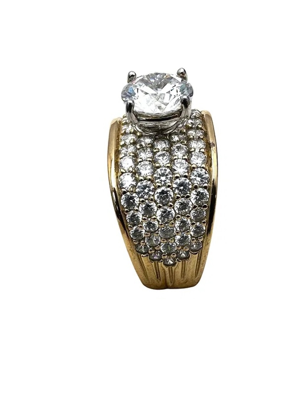 Gold Over Sterling Silver Cubic Zirconia Statement Ring Size 10